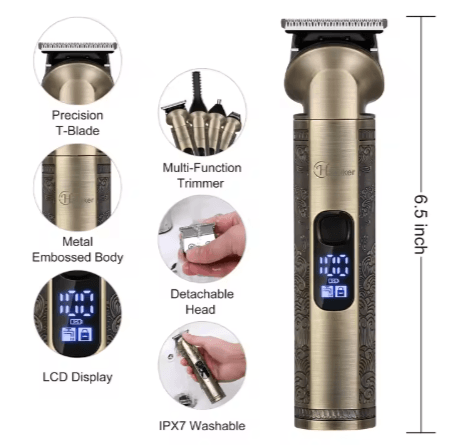 Hatteker Professional Multifunctional Beard Trimmer Kit - 5-in-1 Grooming System for Complete Men's Care - HATTEKER