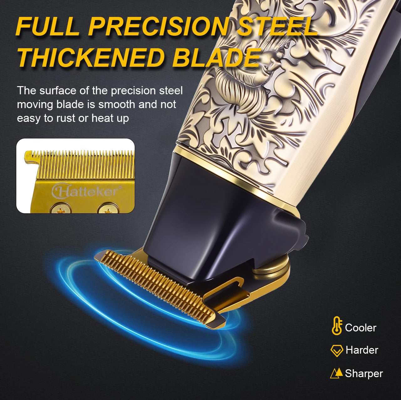 Tondeuse à cheveux électrique portable Hatteker HT-6121 Retro Oil Head pour hommes, rechargeable par USB.