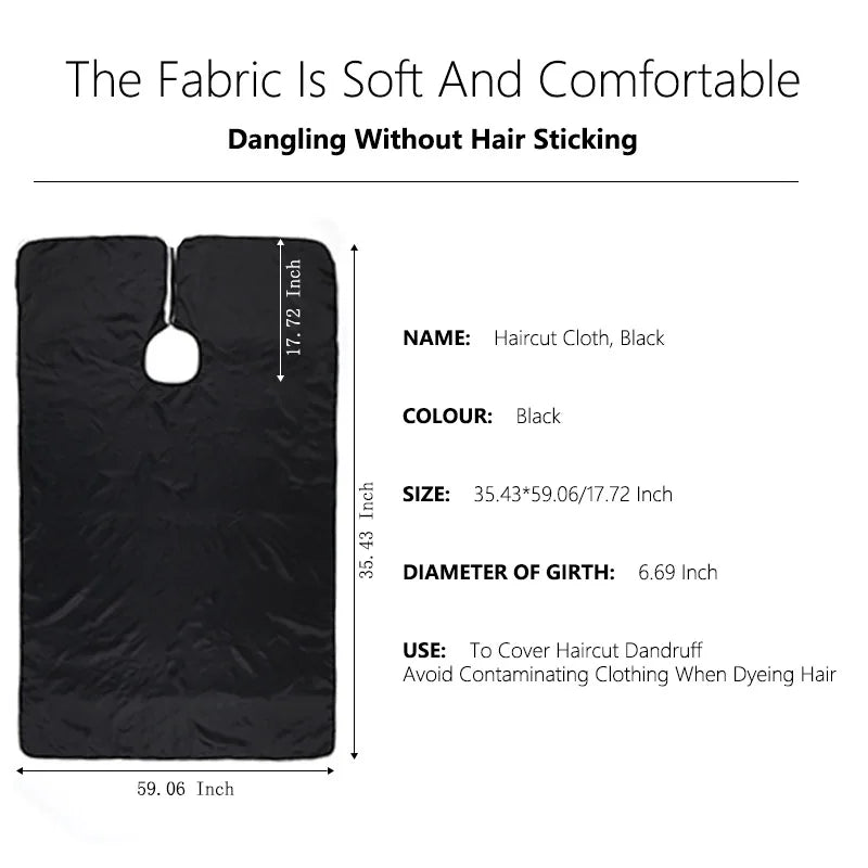 Tablier de coiffure professionnel noir, châle de coiffure, cape