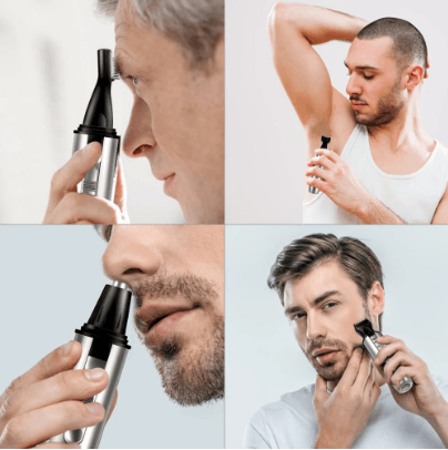 HATTEKER Nose Hair Trimmer 4 in 1 Multifunctional AA Battery Waterproof beard trimmer - HATTEKER