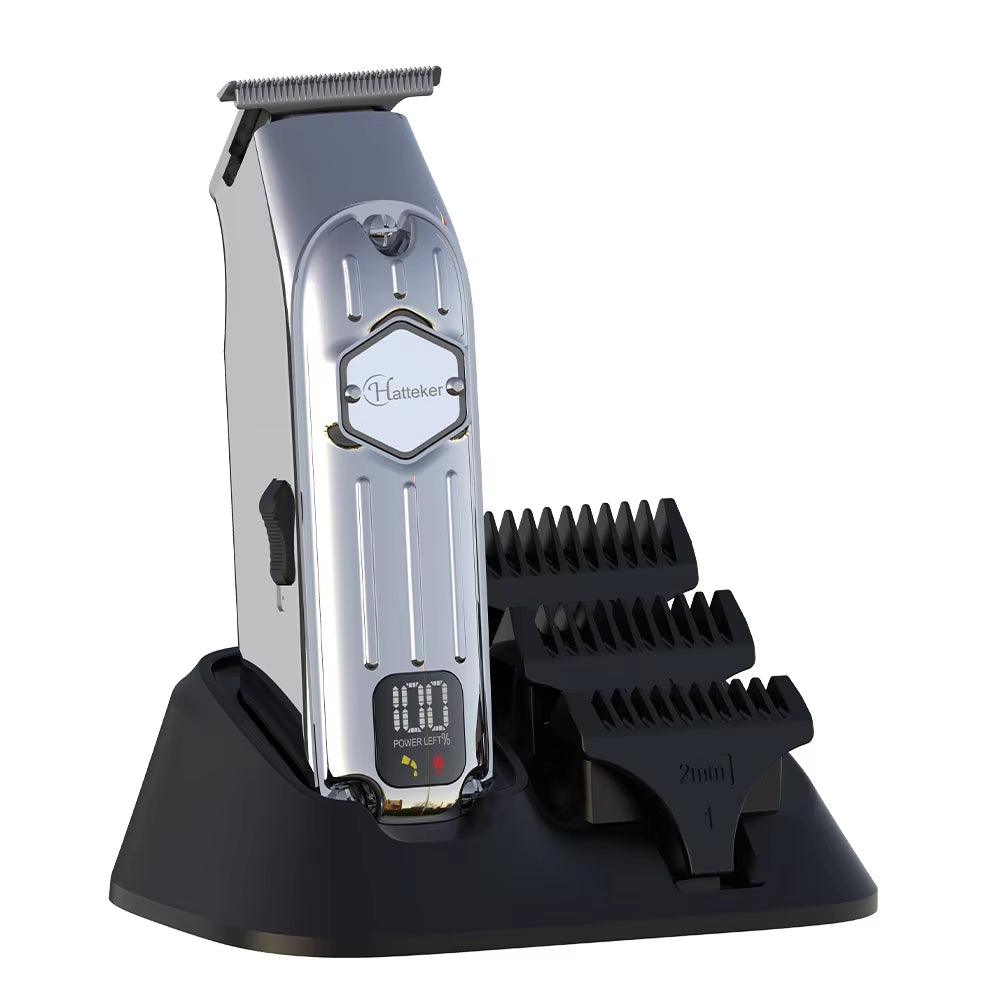Silver Cordless Beard Trimmer Haircut Kit for Men T Blade Hair Clippers