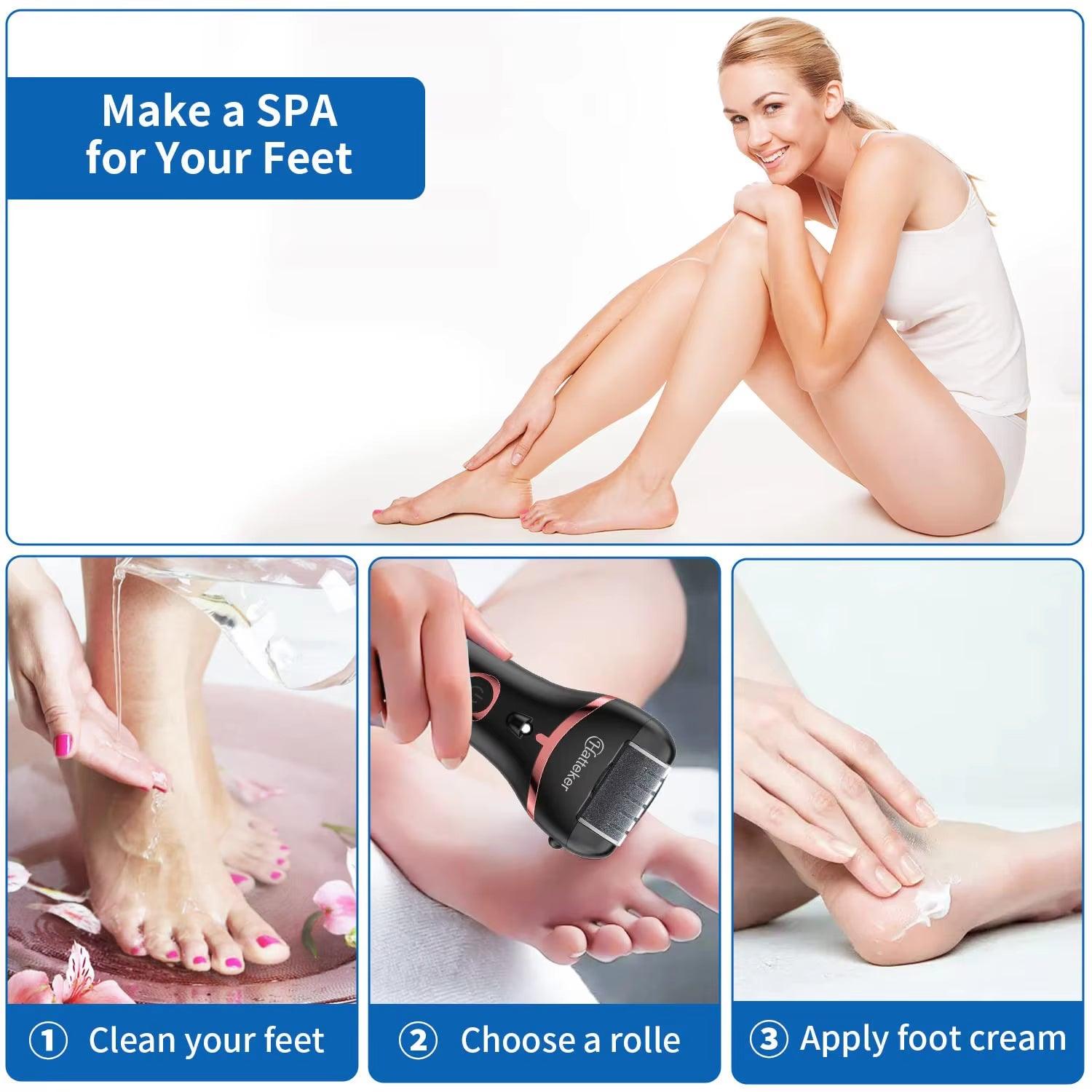 Hatteker Electric Foot Sharpener Waterproof USB Rechargeable Callus Remover LED Pedicure Foot File