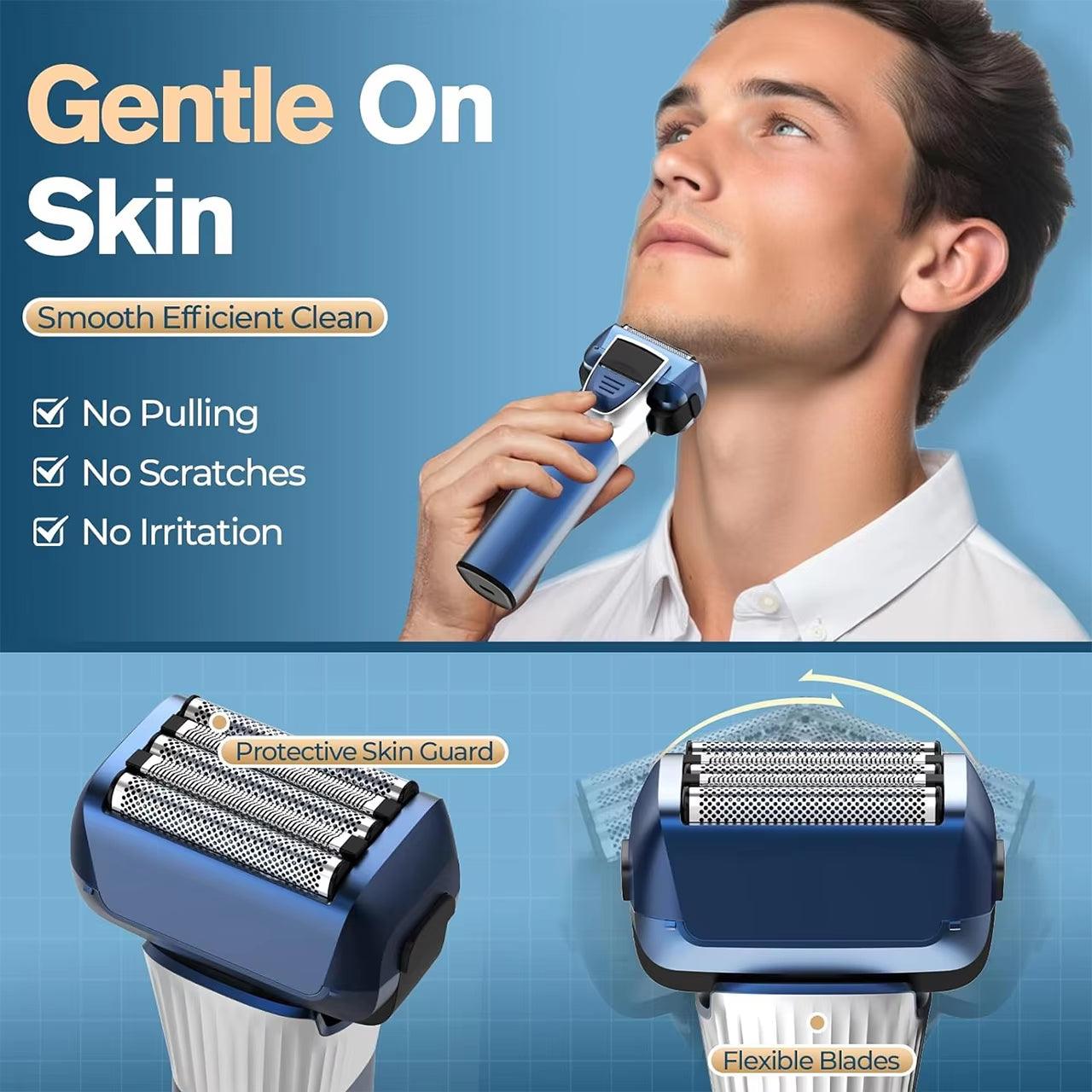 Washable LCD Digital Reciprocating Three-Blade Electric Man Shaver