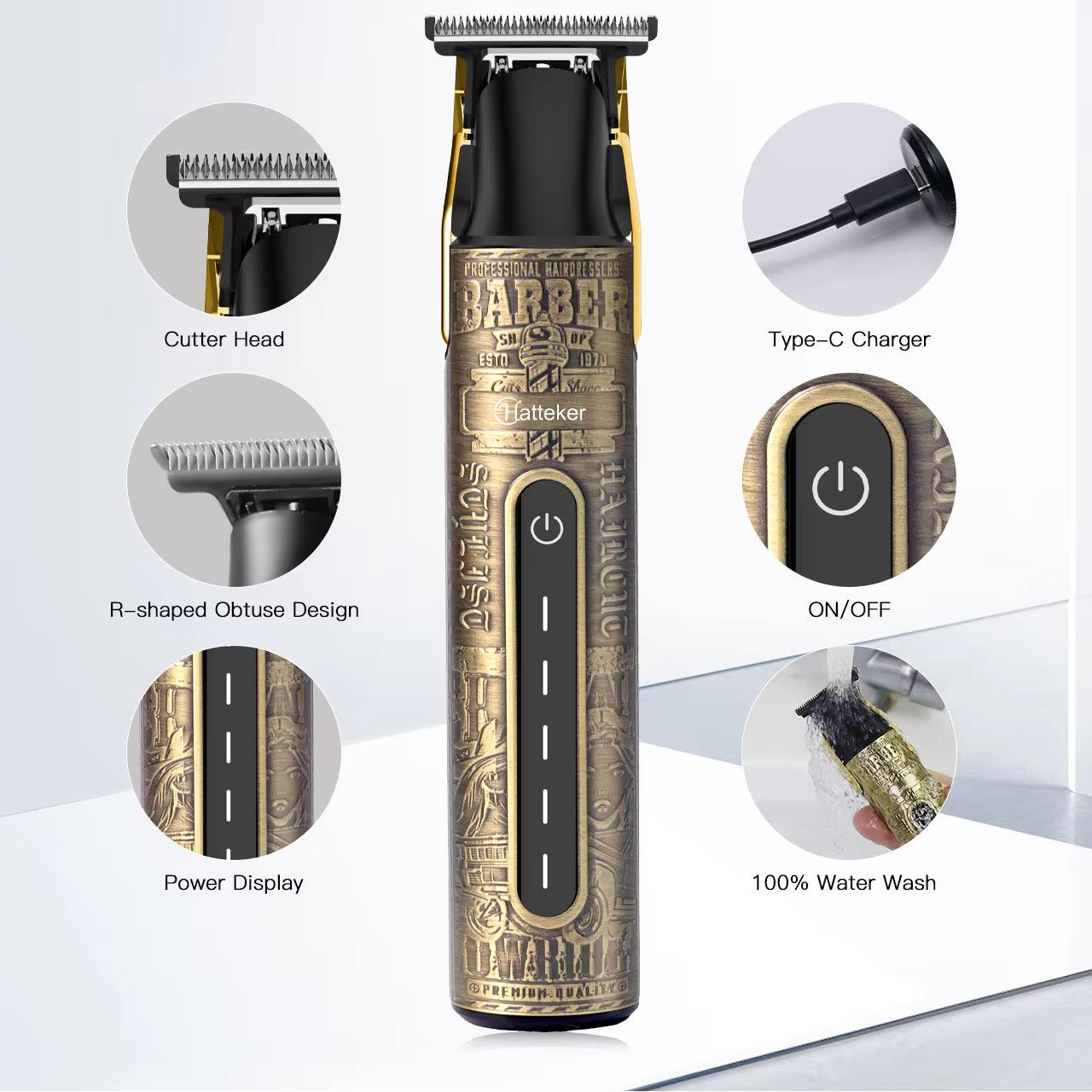 Hair Cutting Machine T-Blade Men Hair Trimmer USB Rechargeable Baldheaded Hair Clippers