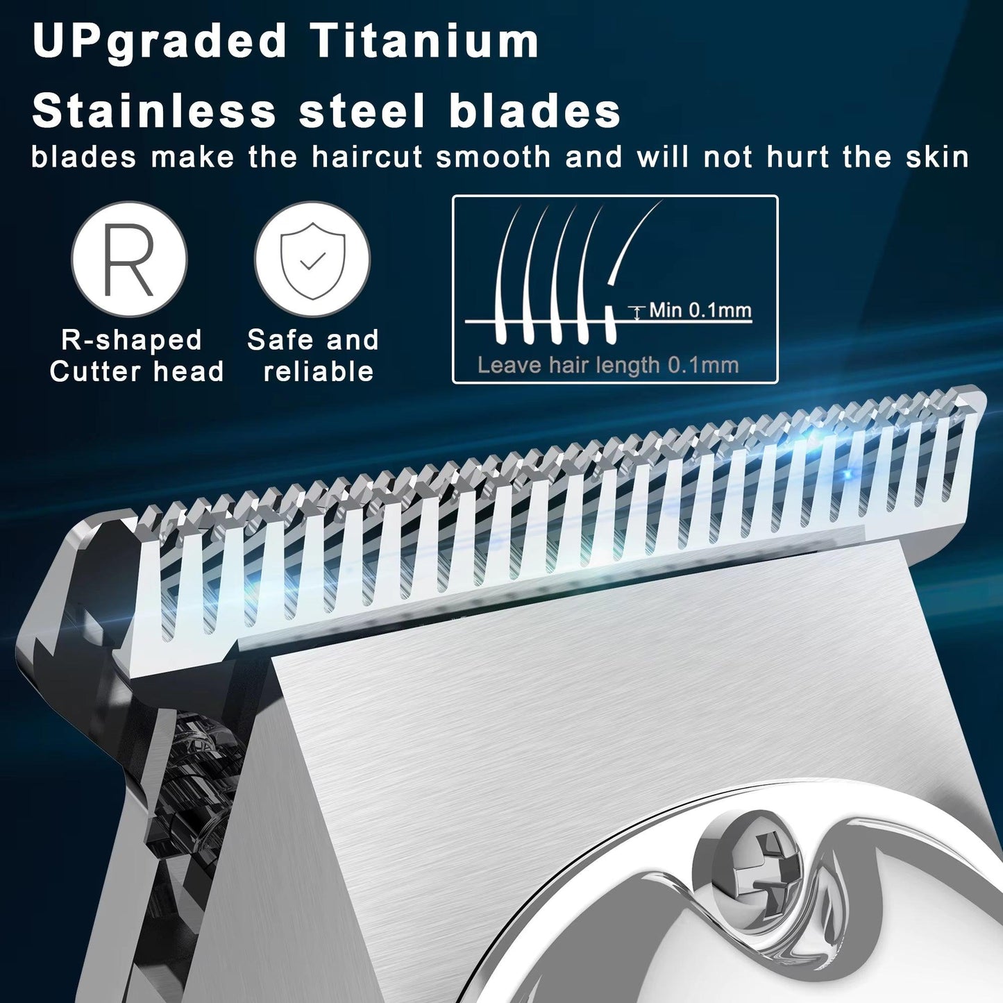 Silver Cordless Beard Trimmer Haircut Kit for Men T Blade Hair Clippers