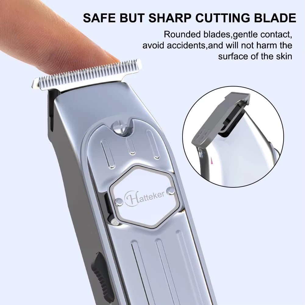 Silver Cordless Beard Trimmer Haircut Kit for Men T Blade Hair Clippers