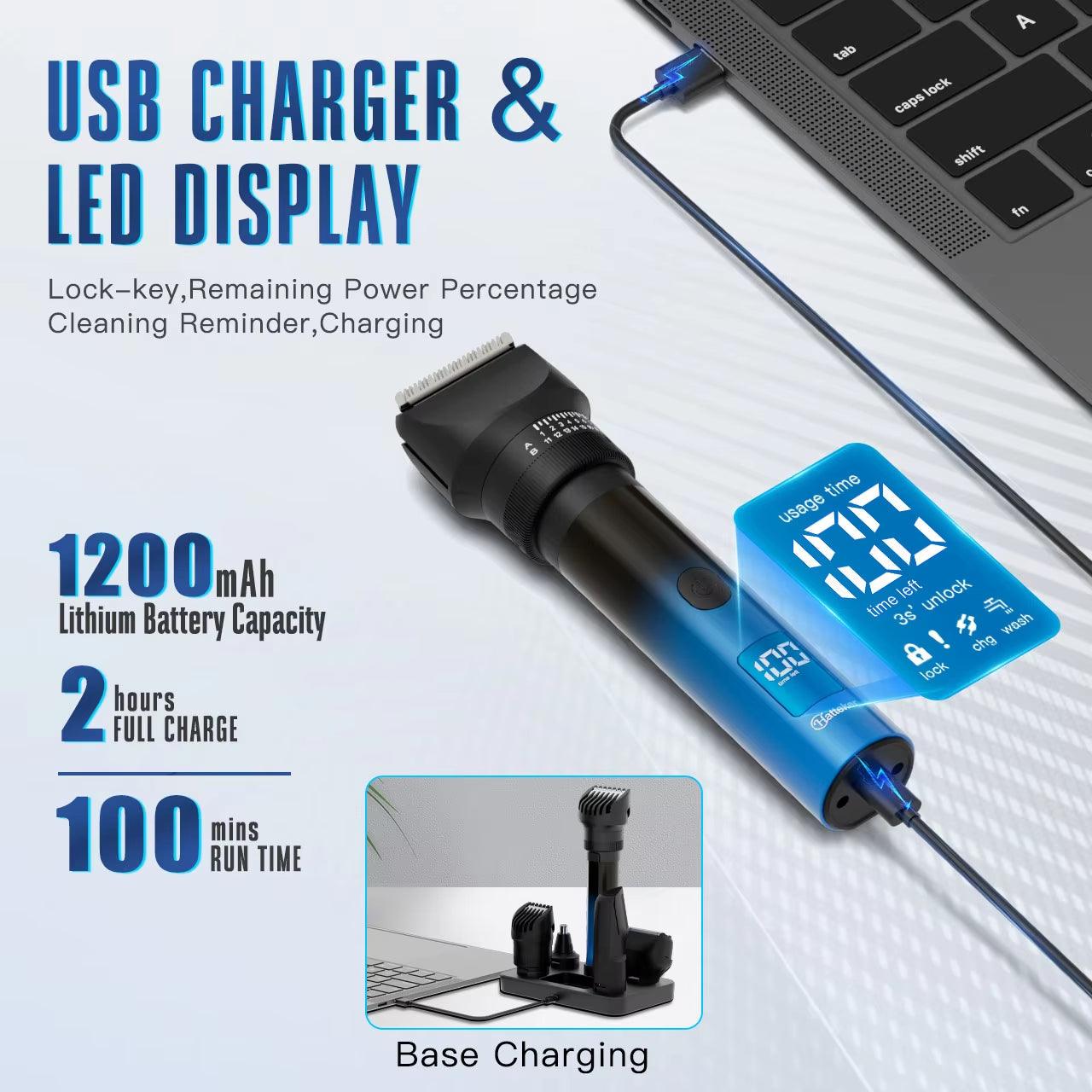 5 in 1 Barbershop Hair Cutting Kit Trimmer Cordless T-Blade Hair Clippers Electric Hair Cut Machine