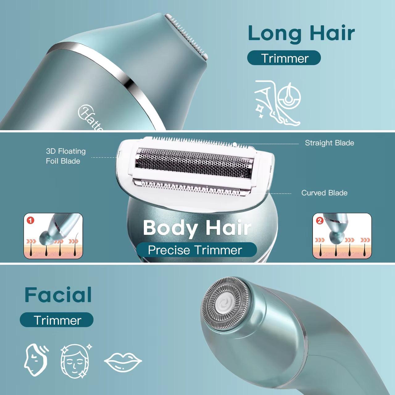 Lady Shaver 3 in 1 Hair Removal Epilator Electric Shaver for Legs Arm USB Rechargeable Razor Wet&Dry Cordless for Woman