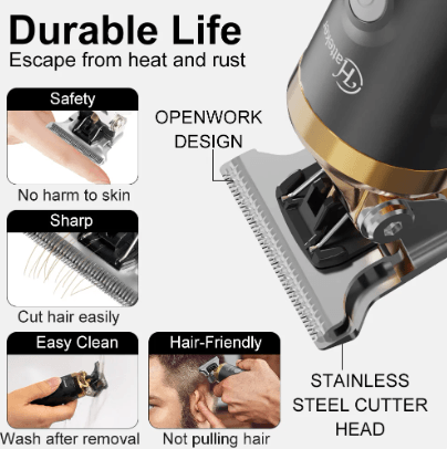 HATTEKER Beard Hair Trimmer for Men Professional Hair Clippers Grooming Cutting Kit Mustache T Blade Trimmer - HATTEKER