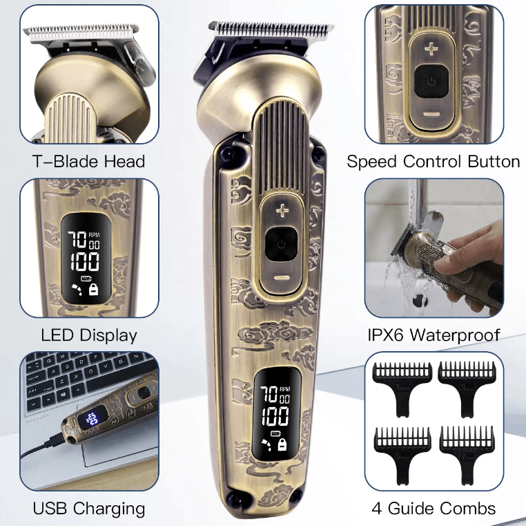 Hatteker Cordless Waterproof Beard Trimmer & Hair Clippers for Men - HATTEKER