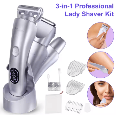 🌸 Hatteker HT-578 – 3-in-1 Rechargeable Lady Shaver 🌊 | Smooth Skin Anytime, Anywhere! - HATTEKER