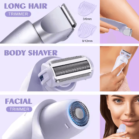 🌸 Hatteker HT-578 – 3-in-1 Rechargeable Lady Shaver 🌊 | Smooth Skin Anytime, Anywhere! - HATTEKER