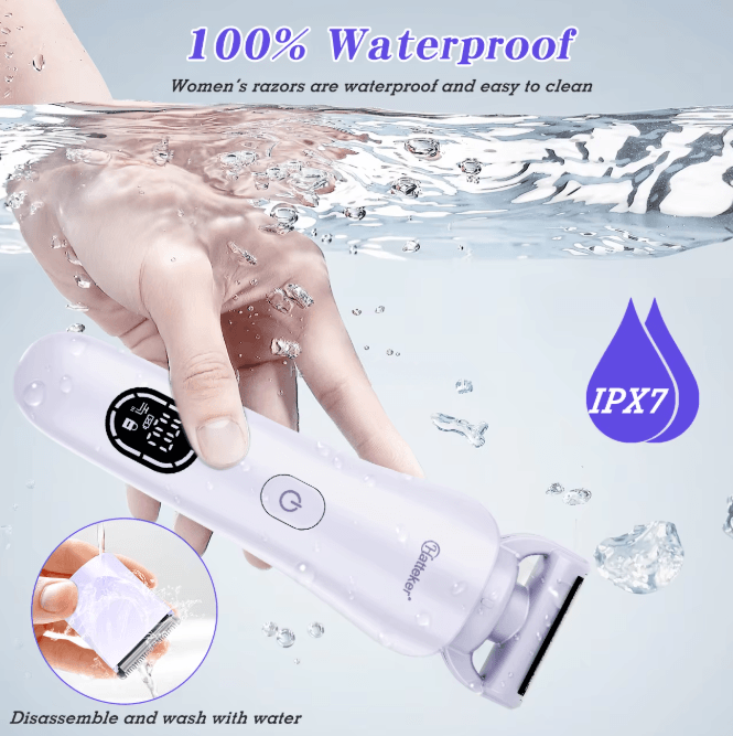 🌸 Hatteker HT-578 – 3-in-1 Rechargeable Lady Shaver 🌊 | Smooth Skin Anytime, Anywhere! - HATTEKER