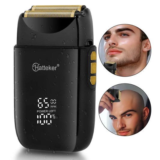 Rasoir électrique Hatteker HT-919 à double lame rechargeable USB pour homme, tondeuse à cheveux et barbe