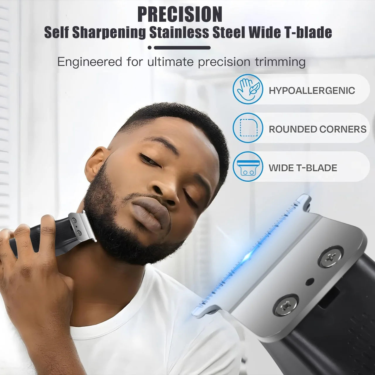 Tondeuse à cheveux électrique professionnelle Hatteker noire avec écran LCD et chargeable par USB, à tête huileuse