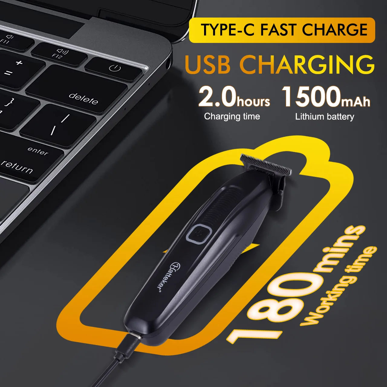 Tondeuse à cheveux électrique HATTEKER HT-6135 avec écran numérique LCD, outil de coiffure pour hommes.