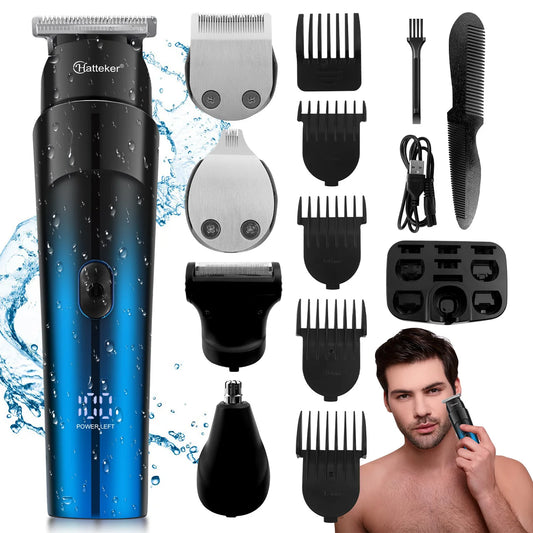 Kit de soin multifonctionnel Hatteker Professional 5 en 1 pour hommes : tondeuse à cheveux, tondeuse à barbe, tondeuse pour le corps et le nez