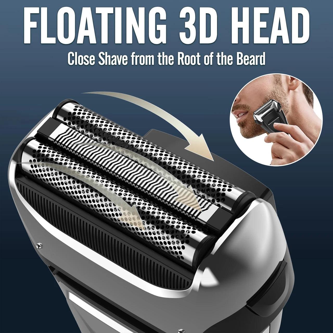 Hatteker Mens Electric Shaver Waterproof LED Rechargeable USB Hair Trimmer