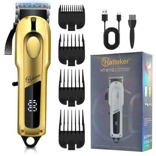 Tondeuse à cheveux électrique Hatteker, nouveau modèle, rechargeable, professionnelle et sans fil, pour hommes