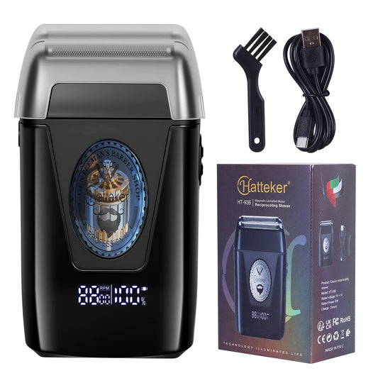 Rasoir électrique double grille pour homme HATTEKER HT-936, tondeuse à cheveux rechargeable à 2 têtes pour un rasage de près