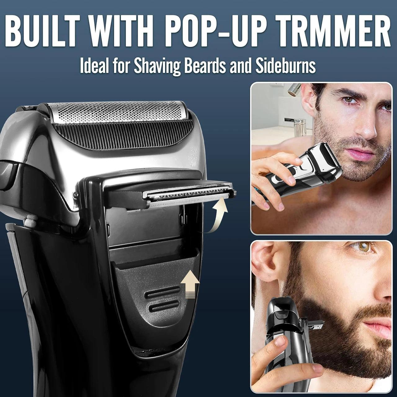 Hatteker Mens Electric Shaver Waterproof LED Rechargeable USB Hair Trimmer
