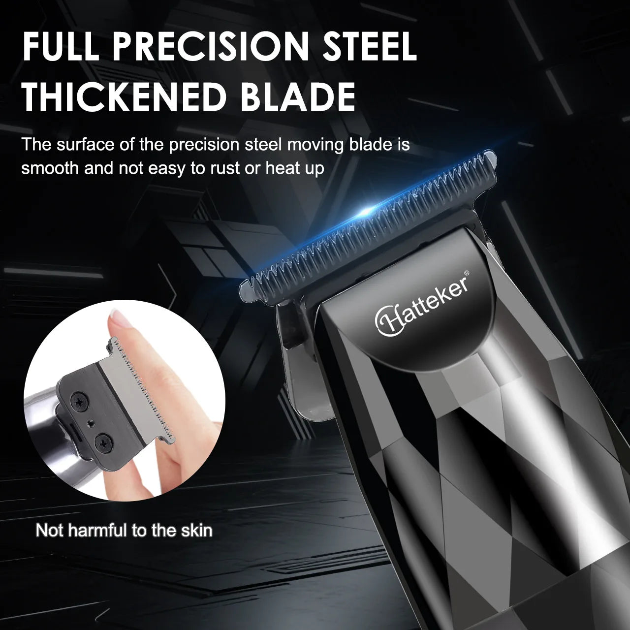 Tondeuse à cheveux électrique professionnelle sans fil Hatteker HT-6126 avec fonction barbe et styler, affichage numérique LED, pour hommes