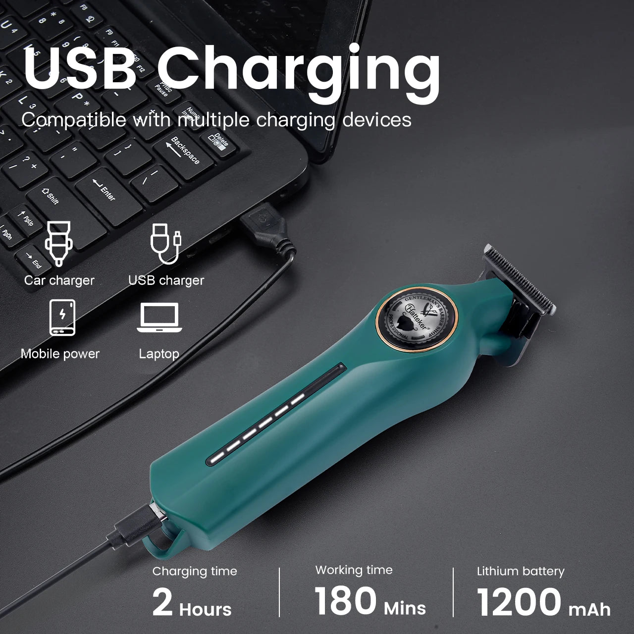 Tondeuse à cheveux électrique sans fil Hatteker pour hommes, outil de coupe professionnel