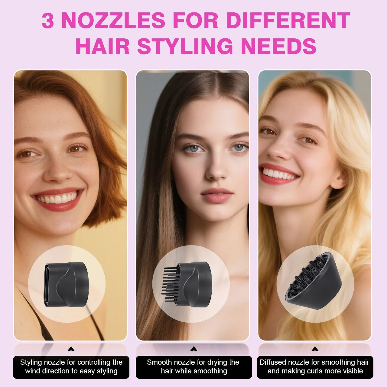 Sèche-cheveux Hatteker Black à ions négatifs, réglage multi-étapes, puissant