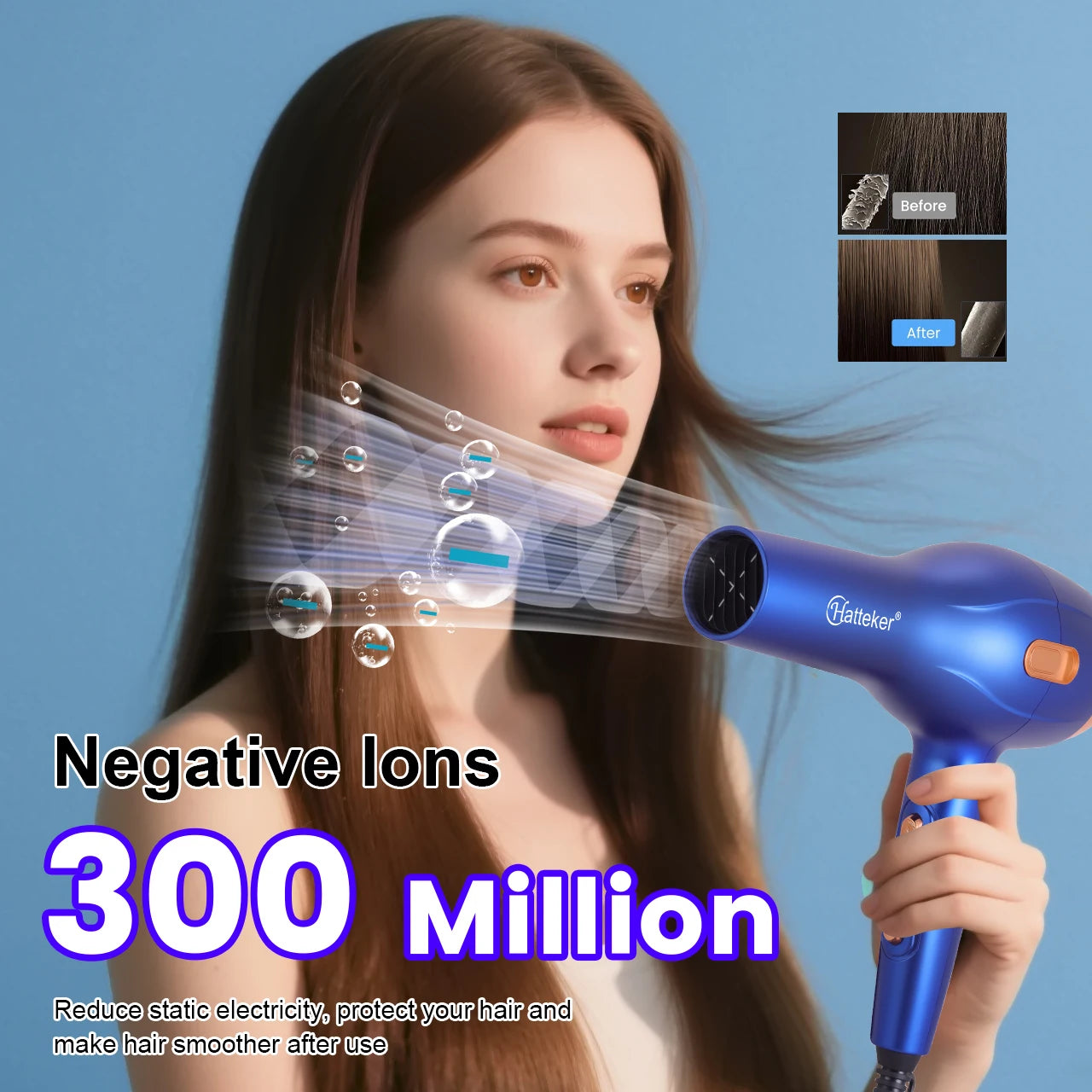 Sèche-cheveux professionnel Hatteker HT-317 à ions négatifs