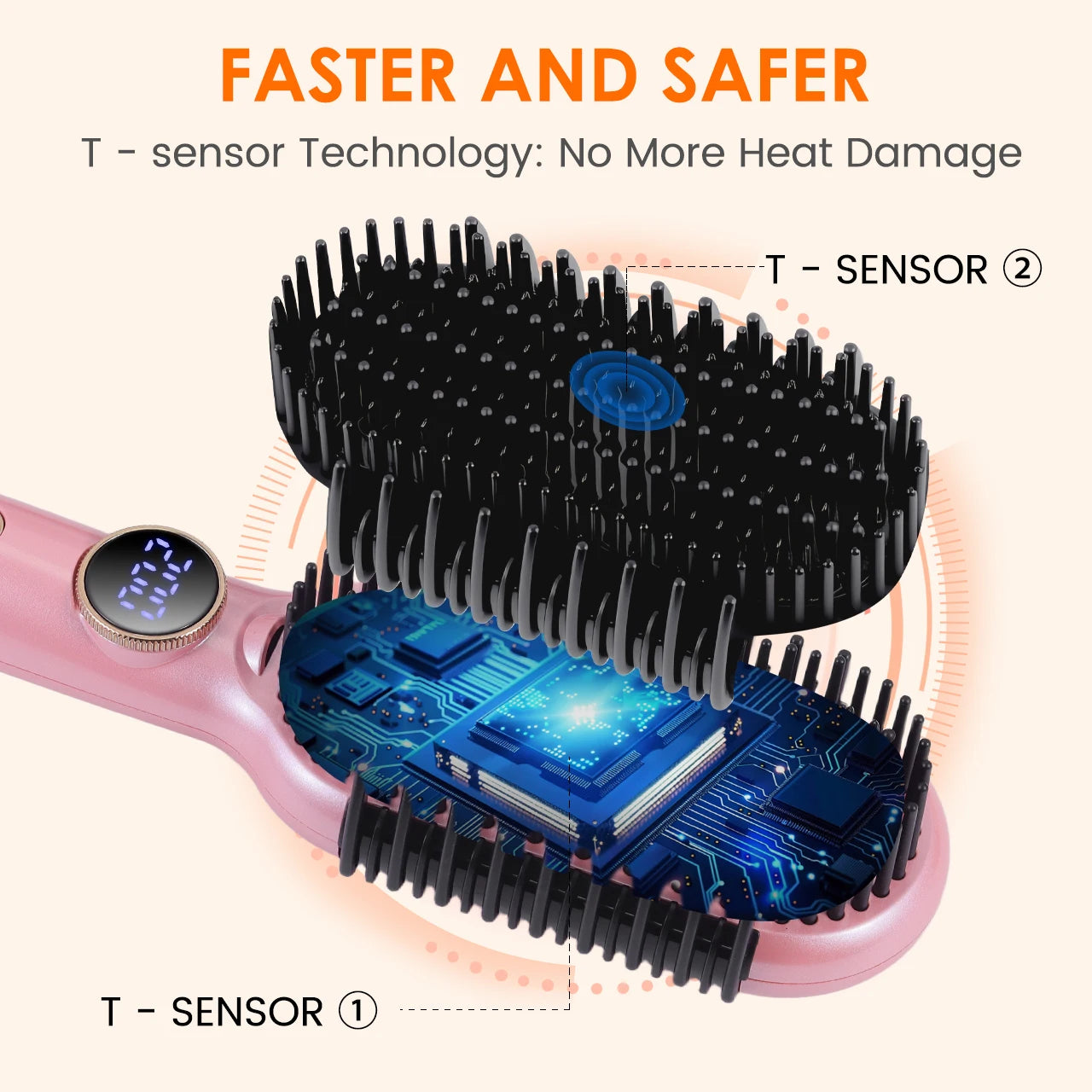 Brosse lissante Hatteker avec affichage LED de la température