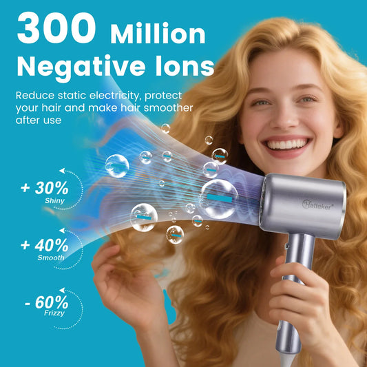 Sèche-cheveux professionnel à ions négatifs Hatteker, puissant et filaire