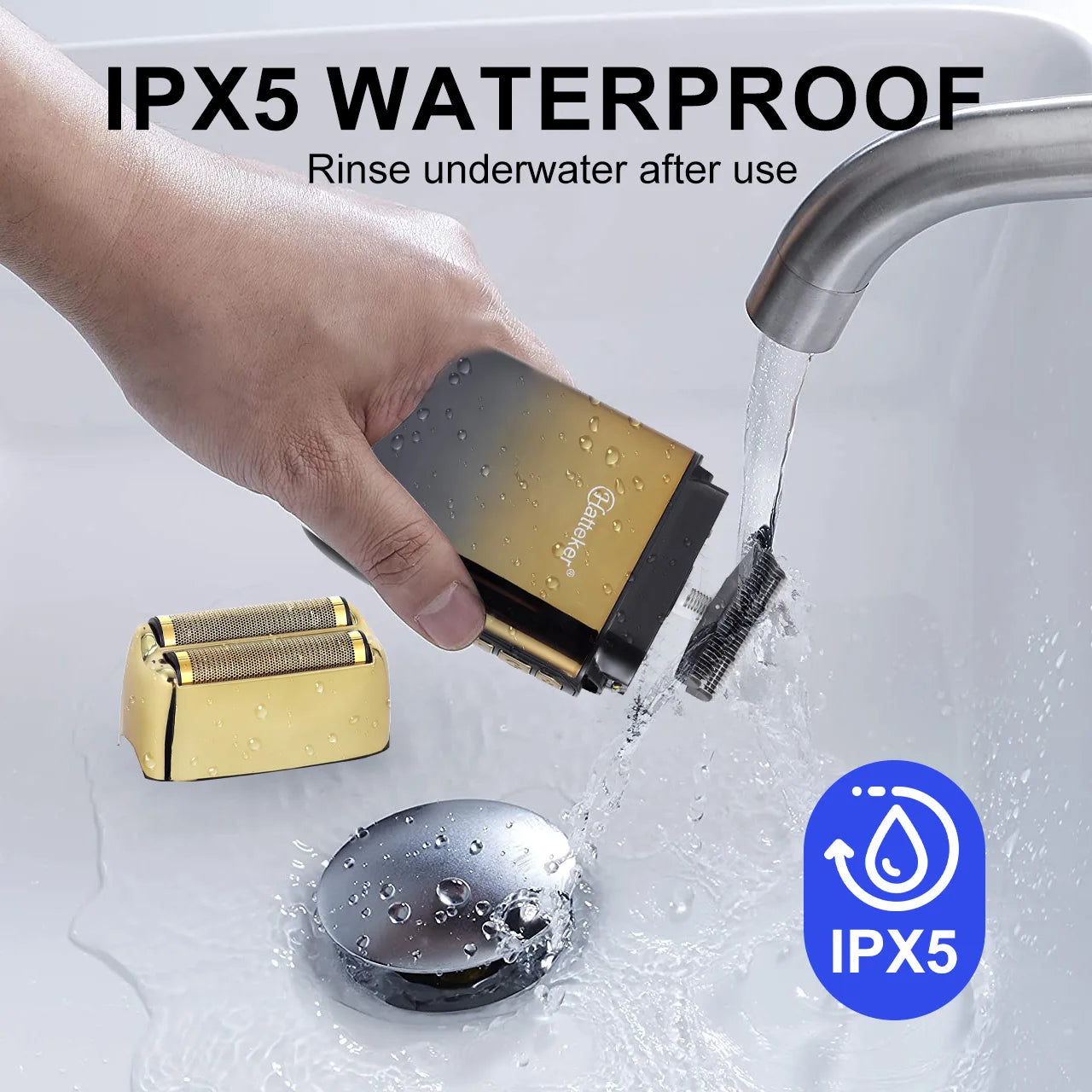 Rasoir électrique à grille double couche rotatif et rechargeable USB Hatteker pour crânes chauves - Rasoir électrique pour hommes