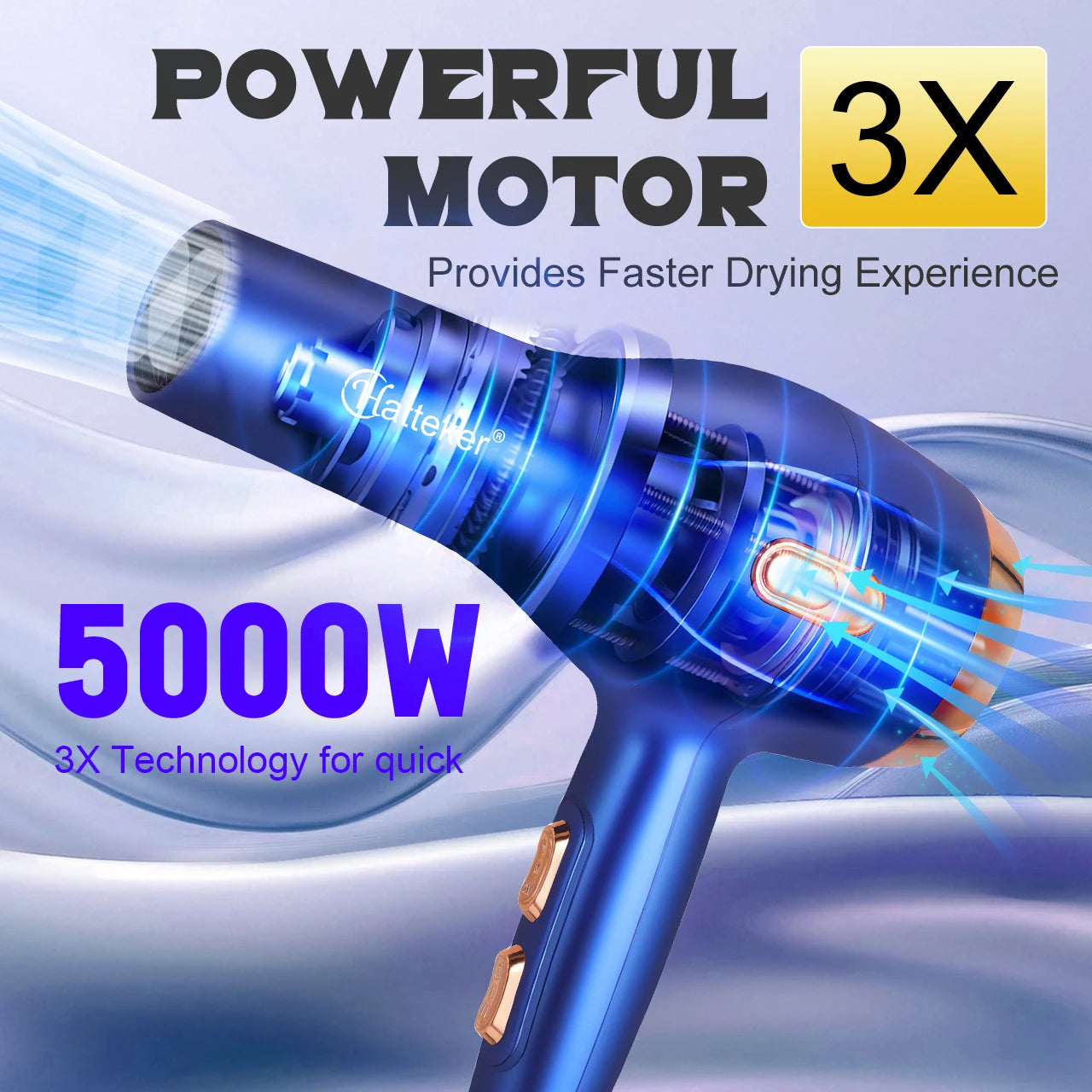 Sèche-cheveux professionnel Hatteker HT-317 à ions négatifs