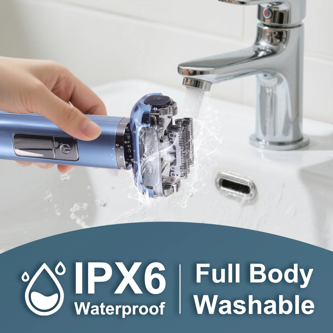 Rasoir électrique rechargeable HATTEKER HT-928 pour hommes, utilisable sur peau sèche ou humide, sans fil, avec lames flottantes et écran LED.