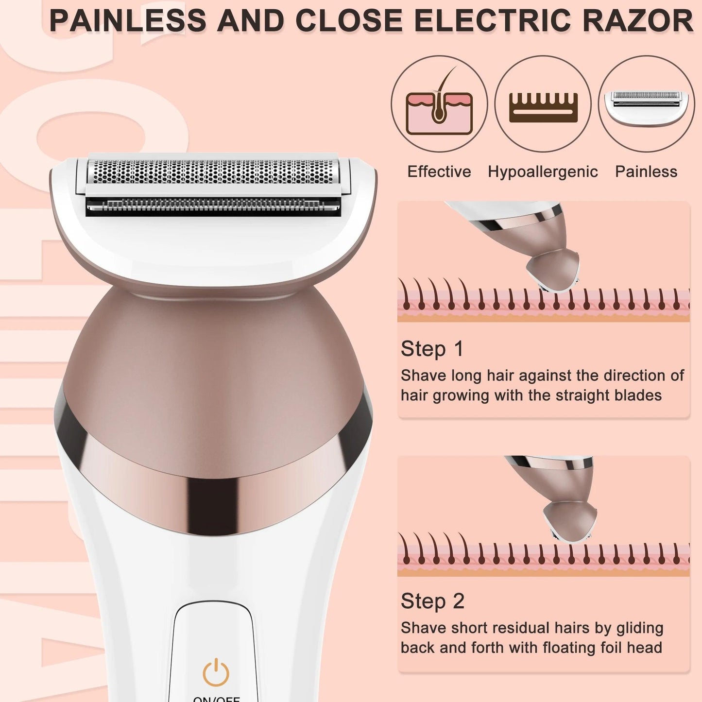 5-in-1 Electric Epilator & Shaver for Women - Rechargeable, Wet & Dry Use for Legs, Arms, Bikini, Underarms - HATTEKER