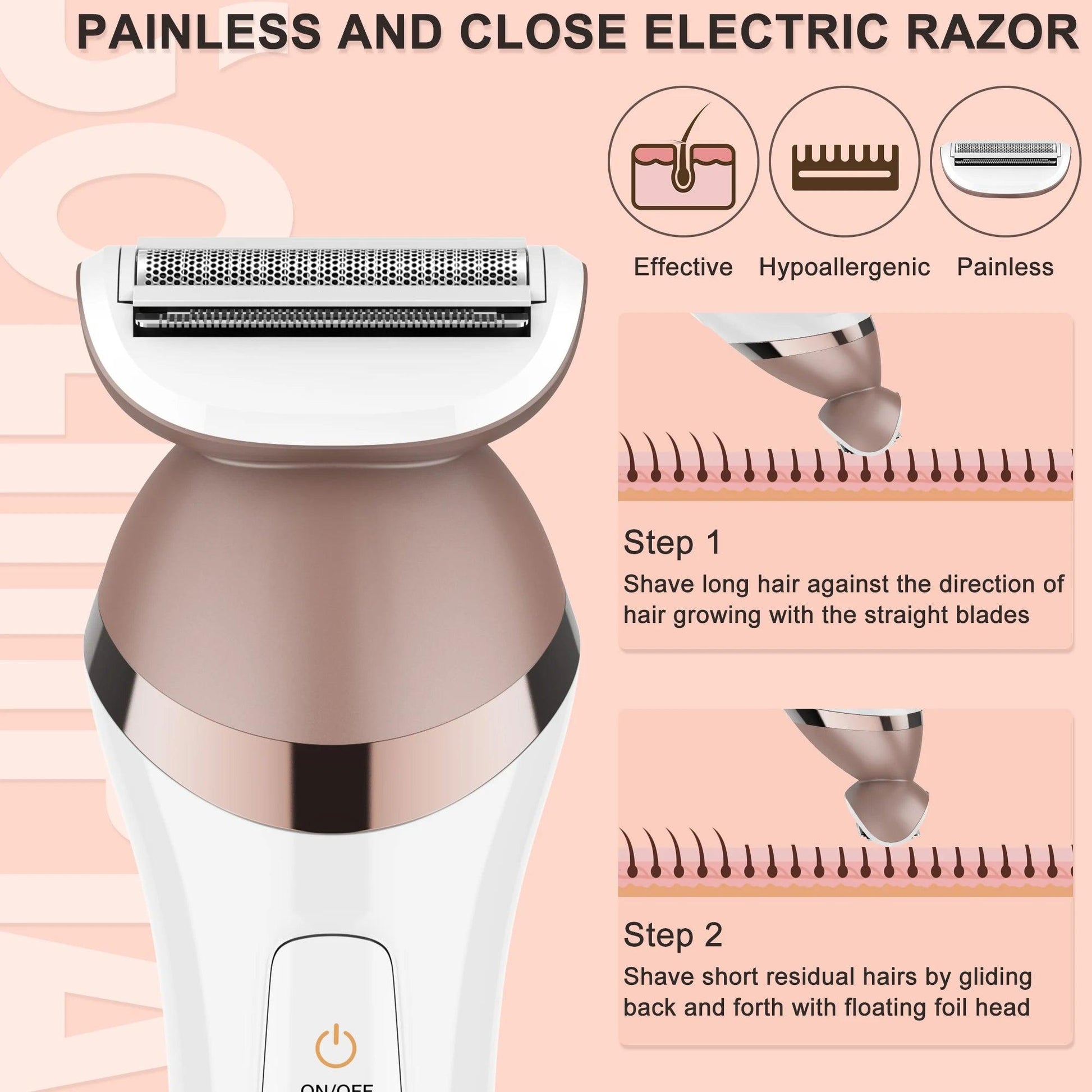 5-in-1 Electric Epilator & Shaver for Women - Rechargeable, Wet & Dry Use for Legs, Arms, Bikini, Underarms - HATTEKER