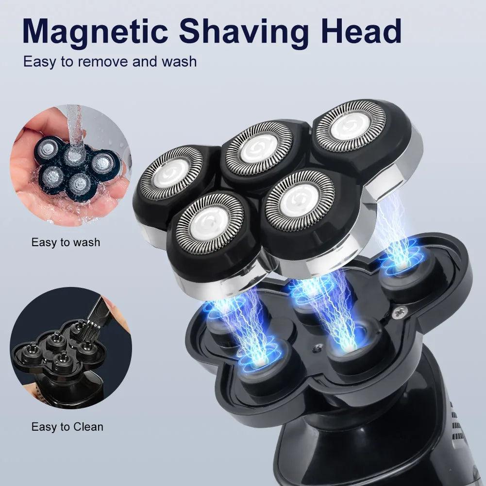HATTEKER Electric Shaver For Men Electr Shaver 5 Head Razor Waterproof Shaving Machine Rechargeable Beard Trimmer For Man - HATTEKER