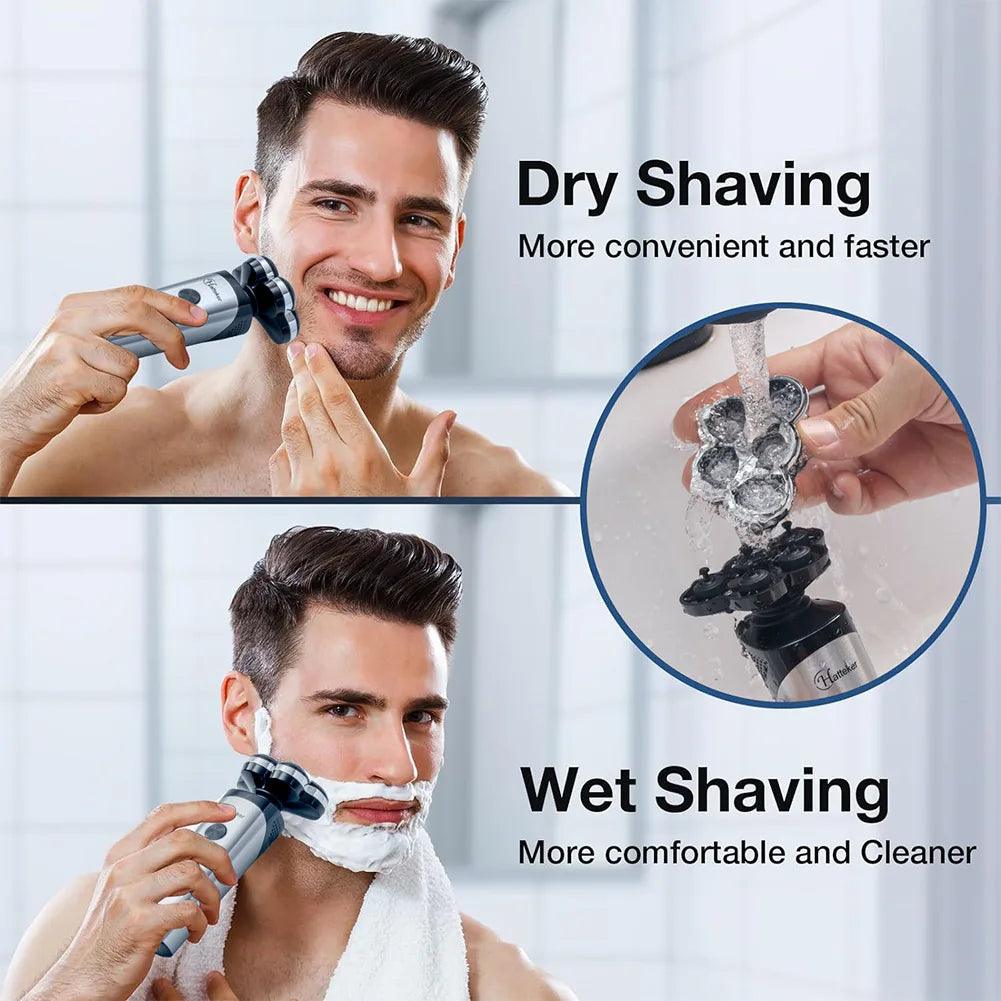HATTEKER Electric Shaver For Men Electr Shaver 5 Head Razor Waterproof Shaving Machine Rechargeable Beard Trimmer For Man - HATTEKER