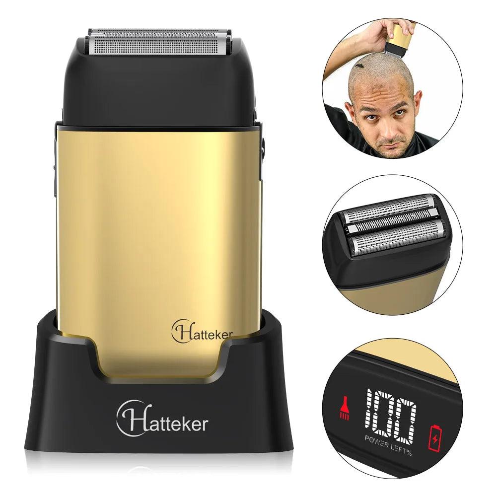 Hatteker Men's Electric Shaver - Powerful Triple-Blade Razor for Beard & Bald Shaving - HATTEKER