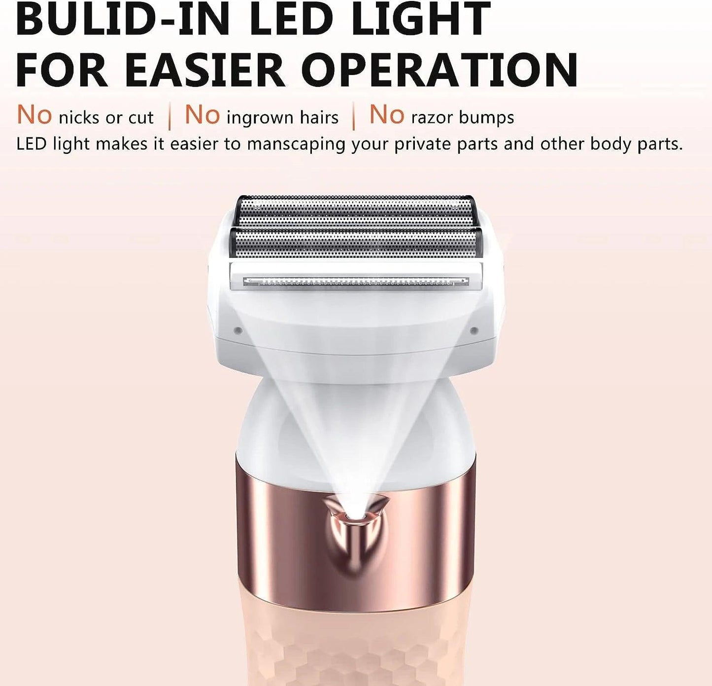 Electric Hair Removal for Women 3 in 1 Epilator Shaver for Legs Arms Underarms Bikini Public Hair Wet Dry Rechargeable - HATTEKER