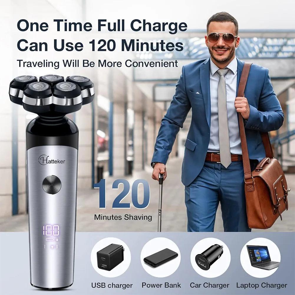 HATTEKER Electric Shaver For Men Electr Shaver 5 Head Razor Waterproof Shaving Machine Rechargeable Beard Trimmer For Man - HATTEKER
