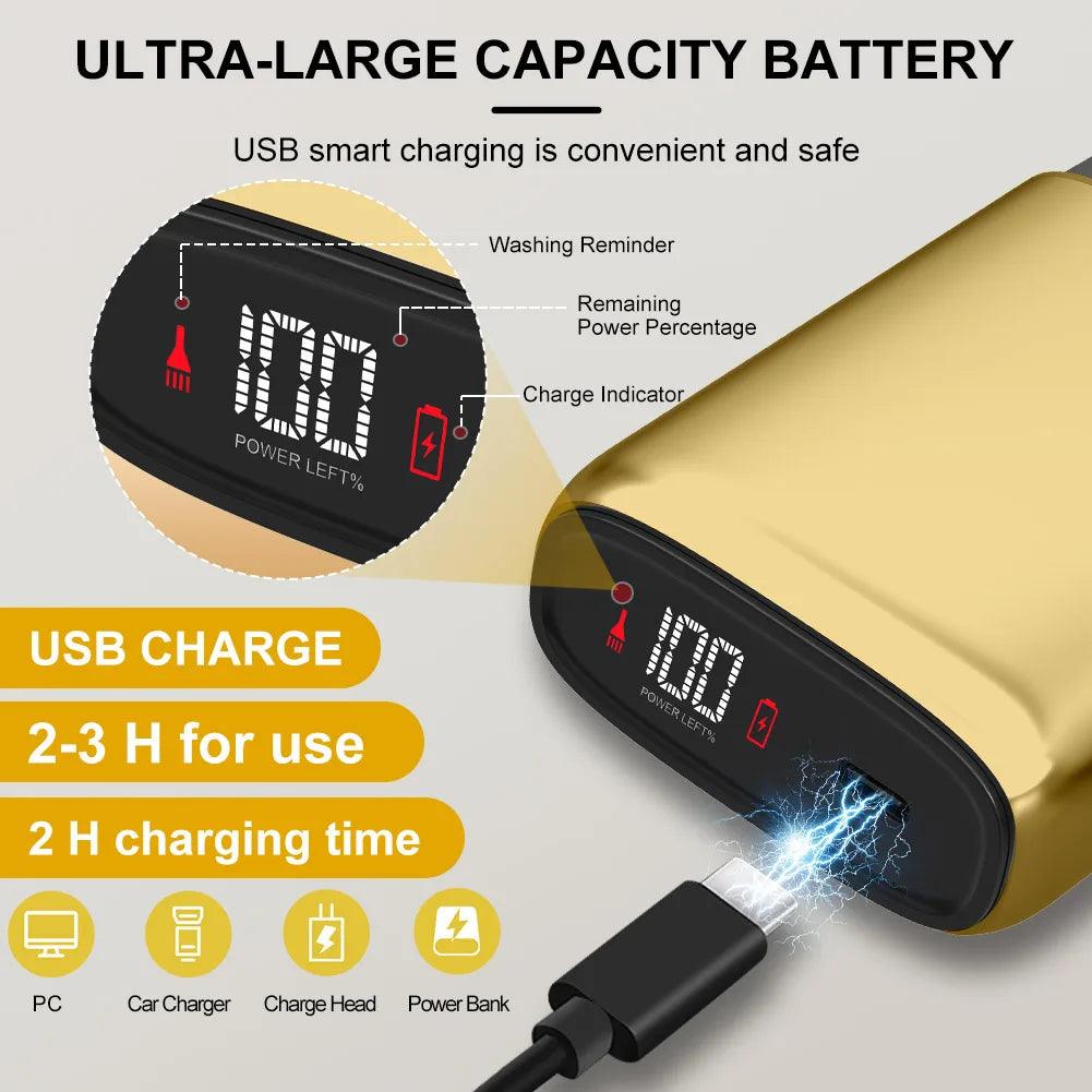 Hatteker Men's Electric Shaver - Powerful Triple-Blade Razor for Beard & Bald Shaving - HATTEKER