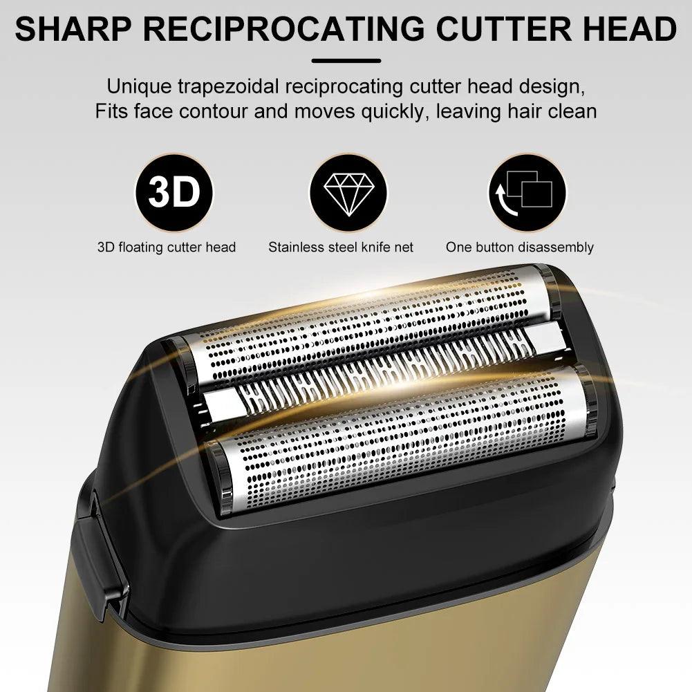 Hatteker Men's Electric Shaver - Powerful Triple-Blade Razor for Beard & Bald Shaving - HATTEKER