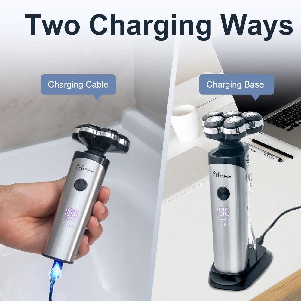 HATTEKER Electric Shaver For Men Electr Shaver 5 Head Razor Waterproof Shaving Machine Rechargeable Beard Trimmer For Man - HATTEKER