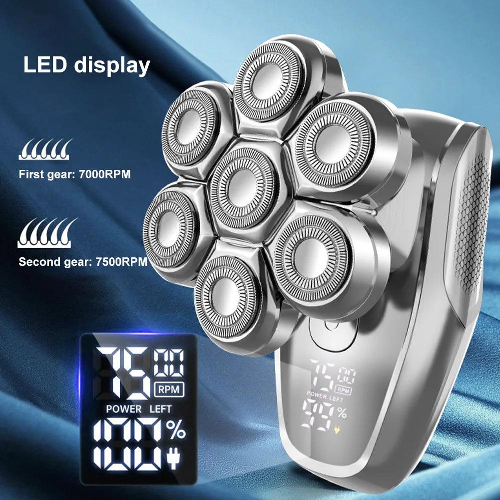 7D Floating heads Electric Razor for Men Upgrade 5 in 1 Shavers Multifunctional Bald Head - HATTEKER