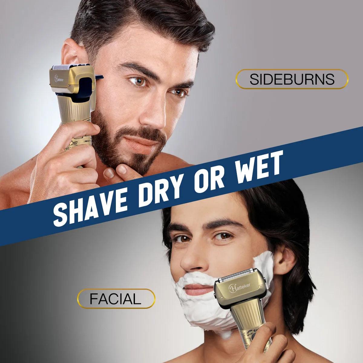 Hatteker Hair Clipper Set - Triple Foil Shaver & Crew Cut Trimmer, USB Charging - HATTEKER