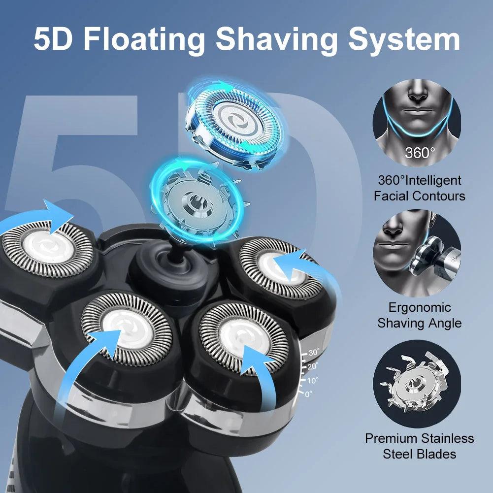 HATTEKER Electric Shaver For Men Electr Shaver 5 Head Razor Waterproof Shaving Machine Rechargeable Beard Trimmer For Man - HATTEKER
