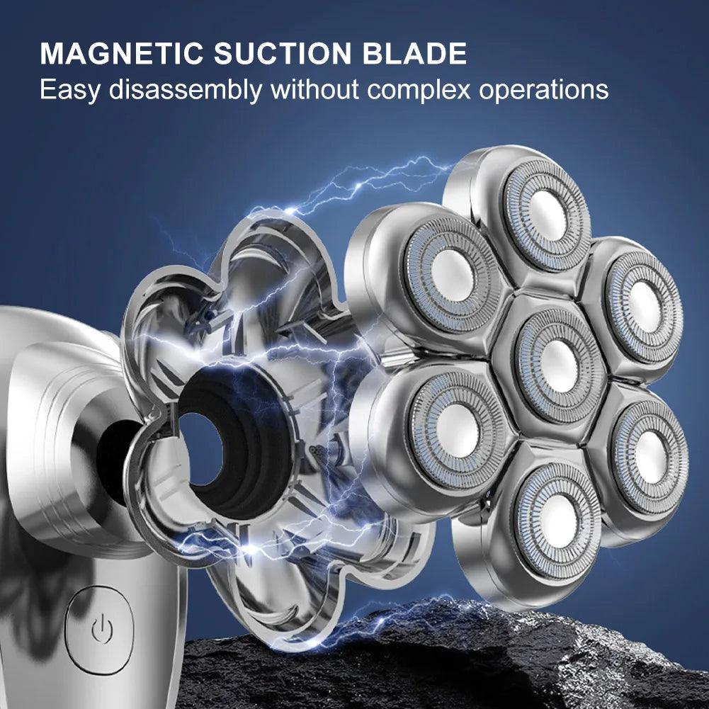7D Floating heads Electric Razor for Men Upgrade 5 in 1 Shavers Multifunctional Bald Head - HATTEKER