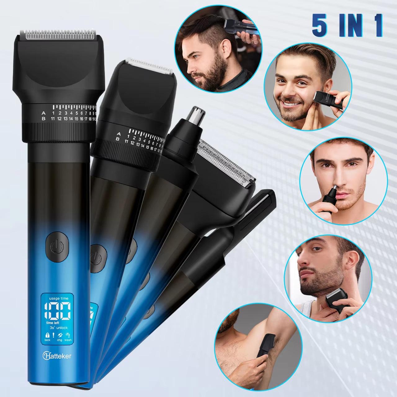 5 in 1 Barbershop Hair Cutting Kit Trimmer Cordless T-Blade Hair Clippers Electric Hair Cut Machine