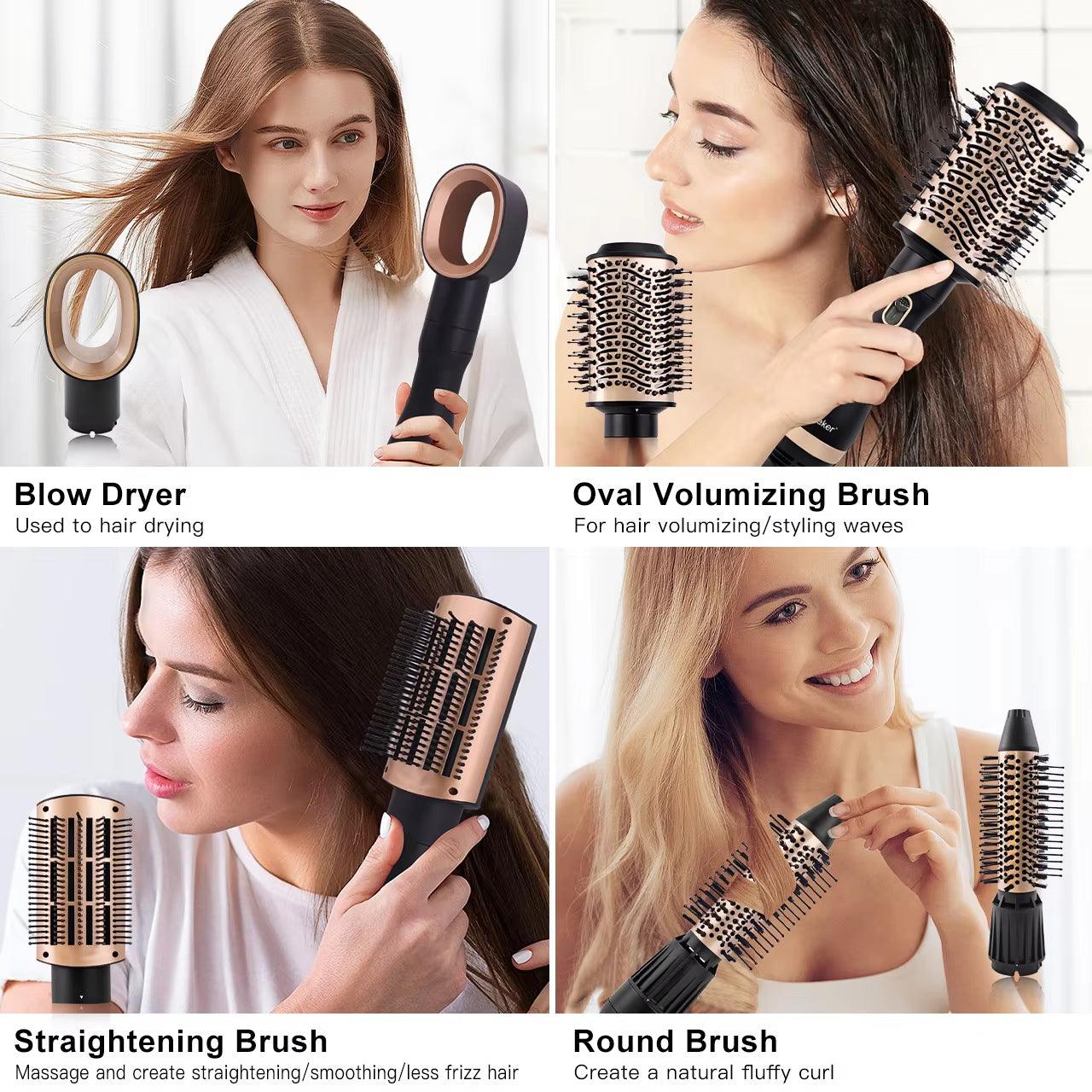 Hatteker 4 in 1 Air Hair Style Curler Styling Tools Hair Dryer Brush Hot Comb Electric Hair Straightener